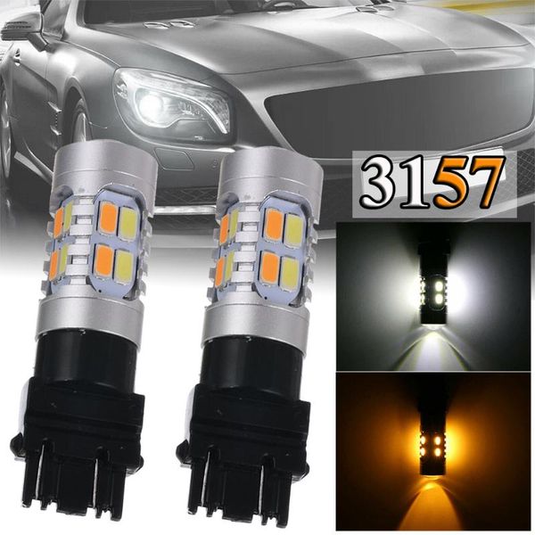 error 3157 led drl white/amber switchback turn signal parking light bulbs