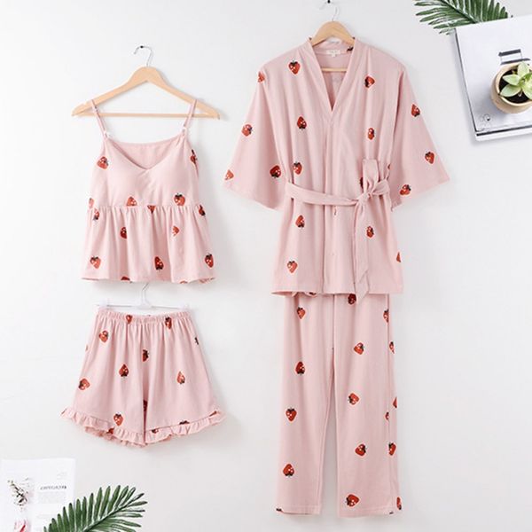 7pc new sleepwear women pajamas summer cotton strawberry sling shorts spring autumn sweet big size home service suit, Black;red
7pc new sleepwear women pajamas summer cotton strawberry sling shorts spring autumn sweet big size home service suit, Black;red