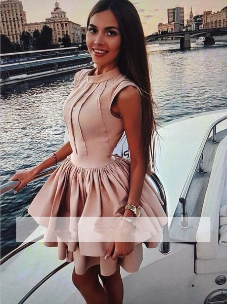 2019 elegant cocktail dresses a-line high collar short mini satin party plus size homecoming dresses, White;black
2019 elegant cocktail dresses a-line high collar short mini satin party plus size homecoming dresses, White;black