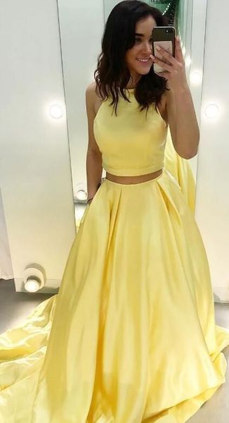 yellow two pieces prom dresses with pockets jewel neck satin ruched long runway evening formal dress for women girl, Black
yellow two pieces prom dresses with pockets jewel neck satin ruched long runway evening formal dress for women girl, Black