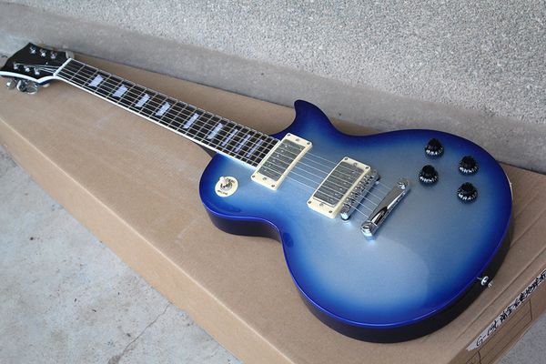 factory custom blue sunburst electric guitar with chrome hardware,hh pickups,white pearl fret inlay,offer customized
factory custom blue sunburst electric guitar with chrome hardware,hh pickups,white pearl fret inlay,offer customized