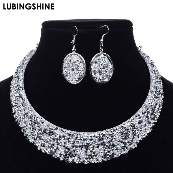 2019 new vintage maxi bride jewelry set crystal statement necklace alloy round dangle earrings for women luxury jewelry set, Silver
2019 new vintage maxi bride jewelry set crystal statement necklace alloy round dangle earrings for women luxury jewelry set, Silver