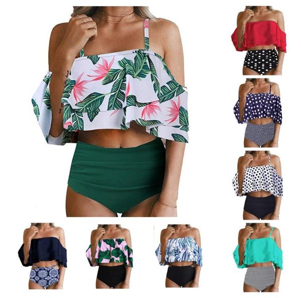 2020 high waist swimwear women floral swimsuit print halter bikini set ruffle shoulder bathing suit push up beachwear mujer
2020 high waist swimwear women floral swimsuit print halter bikini set ruffle shoulder bathing suit push up beachwear mujer