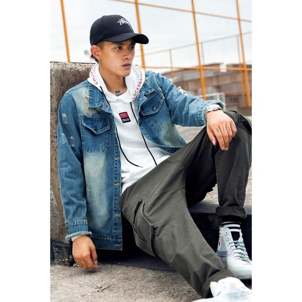 jeans coat men's korean-style trend students autumn handsome jacket loose popular brand european and american streets hiphop-sty, Black;brown
jeans coat men's korean-style trend students autumn handsome jacket loose popular brand european and american streets hiphop-sty, Black;brown