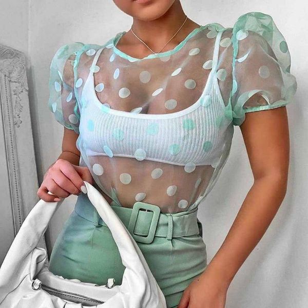 women t shirt see through transparent dot mesh lantern sleeve sheer ladies fashion t-shirt casual o-neck loose aw5, White
women t shirt see through transparent dot mesh lantern sleeve sheer ladies fashion t-shirt casual o-neck loose aw5, White