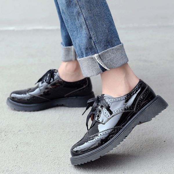autumn women platform shoes woman brogue derby patent leather flats lace up footwear female flat oxford shoes for women, Black
autumn women platform shoes woman brogue derby patent leather flats lace up footwear female flat oxford shoes for women, Black