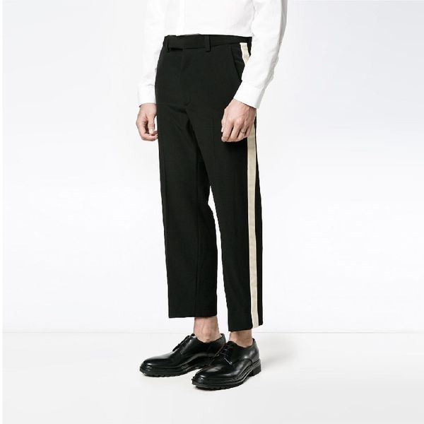 27-46 2020 new men's clothing hair stylist gd fashion casual straight striped splice white strip pants plus size singer costumes, Black
27-46 2020 new men's clothing hair stylist gd fashion casual straight striped splice white strip pants plus size singer costumes, Black