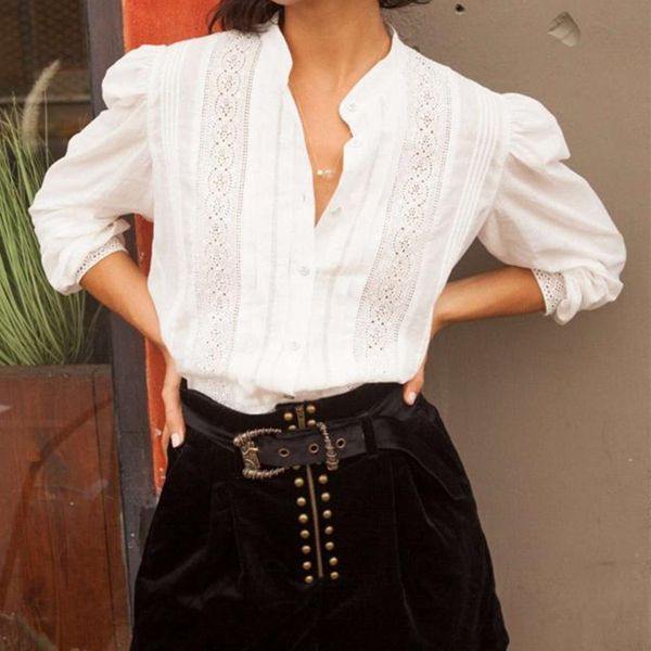 new fashion lace patchwork women's blouse 100% cotton ladies long sleeve hollow out shirt single-breasted shirts vintage, White
new fashion lace patchwork women's blouse 100% cotton ladies long sleeve hollow out shirt single-breasted shirts vintage, White