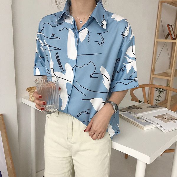 printing blouse korean causal shirt 2019 summer short sleeve turn down collar shirts woman blusas button 35794, White
printing blouse korean causal shirt 2019 summer short sleeve turn down collar shirts woman blusas button 35794, White