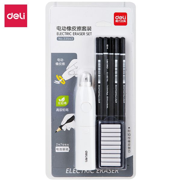 deli advanced writing drawing pencils set (10 hb pencil + 1 electric eraser + 10 rubber refills) office scholl supplies 33543
deli advanced writing drawing pencils set (10 hb pencil + 1 electric eraser + 10 rubber refills) office scholl supplies 33543