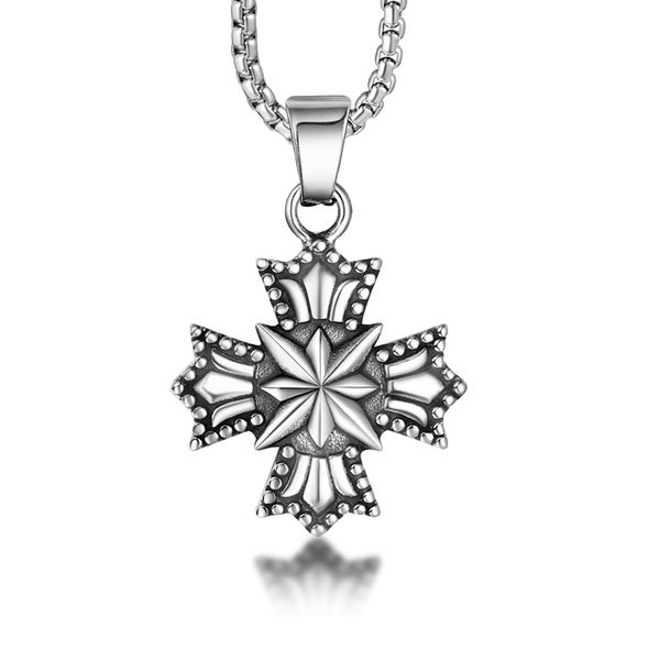 hemiston star with cross europe pattern retro fashion titanium steel cross pendant men pendant necklace punk jewelry, Silver
hemiston star with cross europe pattern retro fashion titanium steel cross pendant men pendant necklace punk jewelry, Silver