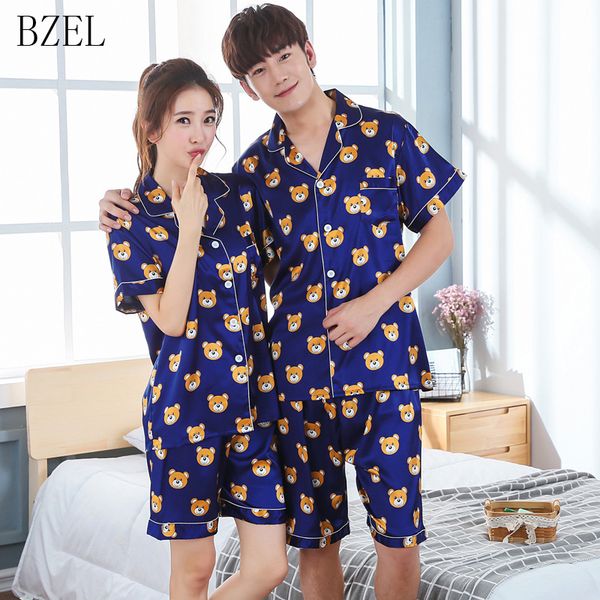 bzel couples pajamas set short sleeved + shorts sleepwear bear nightwear satin lovers' clothes summer pijama mujer pyjamas women, Black;red
bzel couples pajamas set short sleeved + shorts sleepwear bear nightwear satin lovers' clothes summer pijama mujer pyjamas women, Black;red