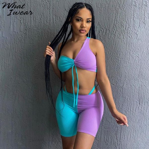 women patchwork sets elastic bras and short two pieces tie up fitness tracksuit 2020 summer female athleisure outfit, White
women patchwork sets elastic bras and short two pieces tie up fitness tracksuit 2020 summer female athleisure outfit, White