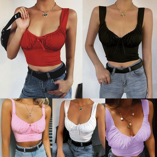 women's tanks & camis women sleeveless solid color crop low cut u-neck backless slim vest ruched chest bowknot summer party clubwea, White
women's tanks & camis women sleeveless solid color crop low cut u-neck backless slim vest ruched chest bowknot summer party clubwea, White