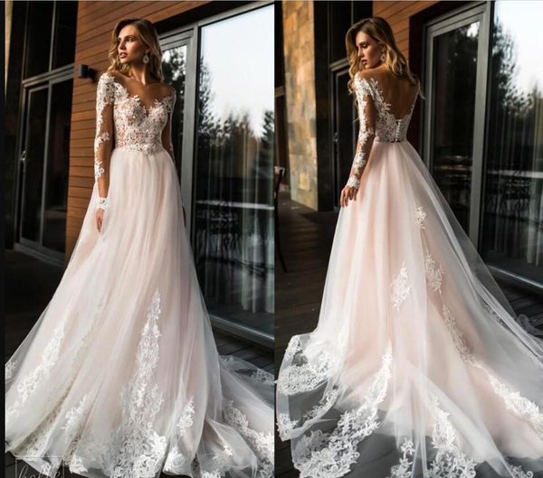 2019 gorgeous sheer long sleeves lace wedding dresses backless v neck a line tulle wedding bridal gowns summer beach custom made, White
2019 gorgeous sheer long sleeves lace wedding dresses backless v neck a line tulle wedding bridal gowns summer beach custom made, White
