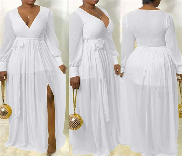 womens maxi dresses perspective deep v-neck long sleeve split dresses with sashes fashion ladies dresses, Black;gray
womens maxi dresses perspective deep v-neck long sleeve split dresses with sashes fashion ladies dresses, Black;gray