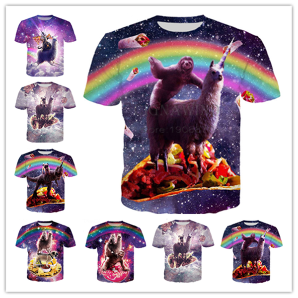 fashion cartoon space sloth cat riding llama unicorn t-shirt 3d print men/womens summer round collar short sleeve casual k989, White;black
fashion cartoon space sloth cat riding llama unicorn t-shirt 3d print men/womens summer round collar short sleeve casual k989, White;black