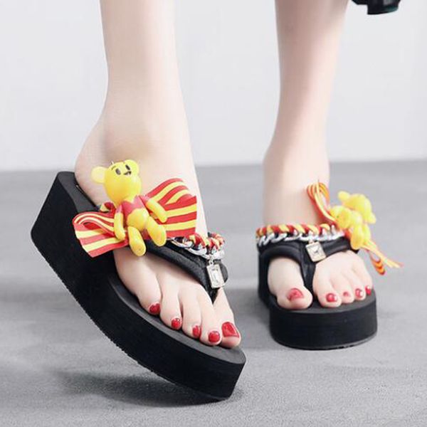 new clip toes flip flops womens sandals summer sandals casual beach slippers personalized bear platform wedges sh98, Black
new clip toes flip flops womens sandals summer sandals casual beach slippers personalized bear platform wedges sh98, Black