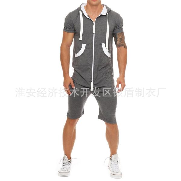 men's european and american style jumpsuit sports foreign trade summer short-sleeved home service suit male, Black;blue
men's european and american style jumpsuit sports foreign trade summer short-sleeved home service suit male, Black;blue