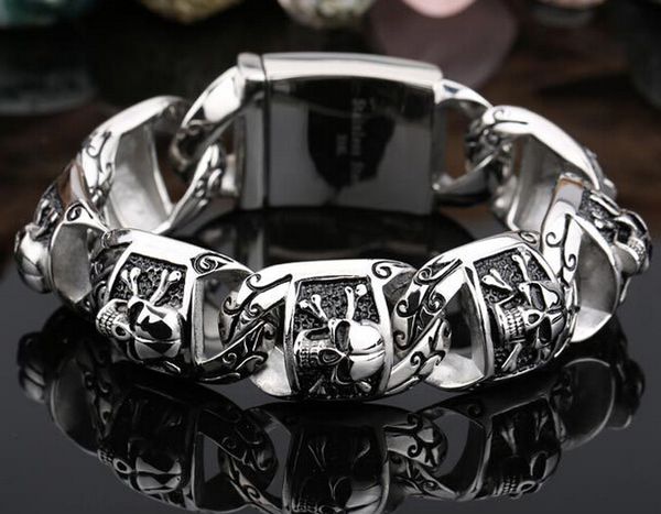 punk skull man bracelet cool 26mm wide stainless steel men's friendship bracelets for men dropshipping gothic jewelry 8.66'', Black
punk skull man bracelet cool 26mm wide stainless steel men's friendship bracelets for men dropshipping gothic jewelry 8.66'', Black