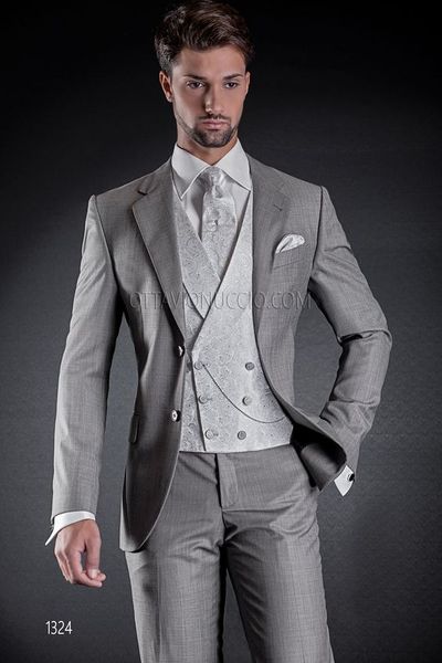 handsome two buttons light grey groom tuxedos notch lapel men suits 3 pieces wedding/prom/dinner blazer (jacket+pants+vest+tie) w665, Black;gray
handsome two buttons light grey groom tuxedos notch lapel men suits 3 pieces wedding/prom/dinner blazer (jacket+pants+vest+tie) w665, Black;gray