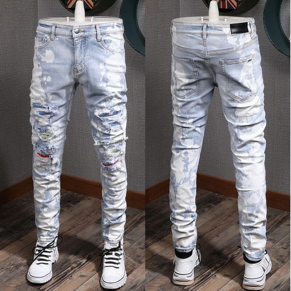 jeans fit stretch biker design denim for mens slim painted patch trim leg cowboy pants male 10 gr0n, Black
jeans fit stretch biker design denim for mens slim painted patch trim leg cowboy pants male 10 gr0n, Black