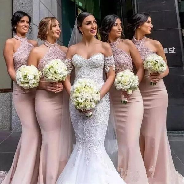 elegant mermaid bridesmaid dresses halter neck maid of honor gown 2019 wedding party dress plus size, White;pink
elegant mermaid bridesmaid dresses halter neck maid of honor gown 2019 wedding party dress plus size, White;pink