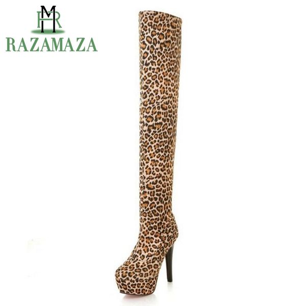 razamaza size 32-43 women high heel boots platform thin heel leopard long boots elegant winter women ladies footwear, Black
razamaza size 32-43 women high heel boots platform thin heel leopard long boots elegant winter women ladies footwear, Black