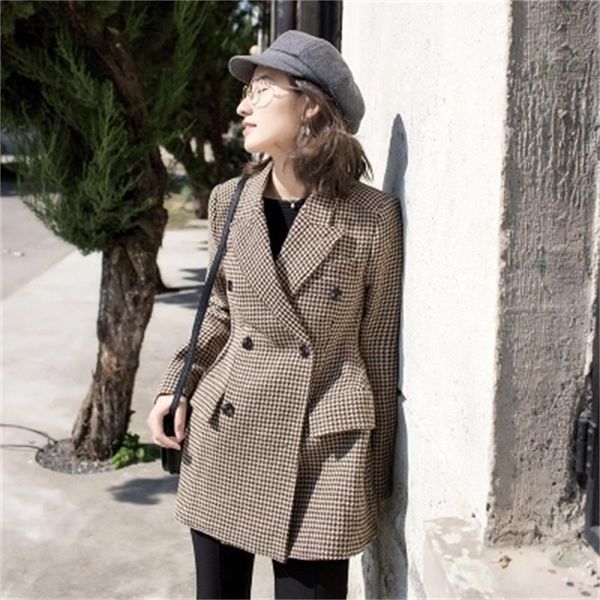 new woman plaid blazers jacket woolen small suit jacket female retro loose long double double-breasted suit female blazers, White;black
new woman plaid blazers jacket woolen small suit jacket female retro loose long double double-breasted suit female blazers, White;black