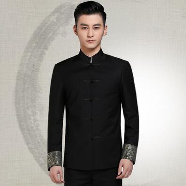 black men chinese tunic suit set pants mens casual suits stand collar vintage buckle clothes slim formal dress men's groom suit, White;black
black men chinese tunic suit set pants mens casual suits stand collar vintage buckle clothes slim formal dress men's groom suit, White;black