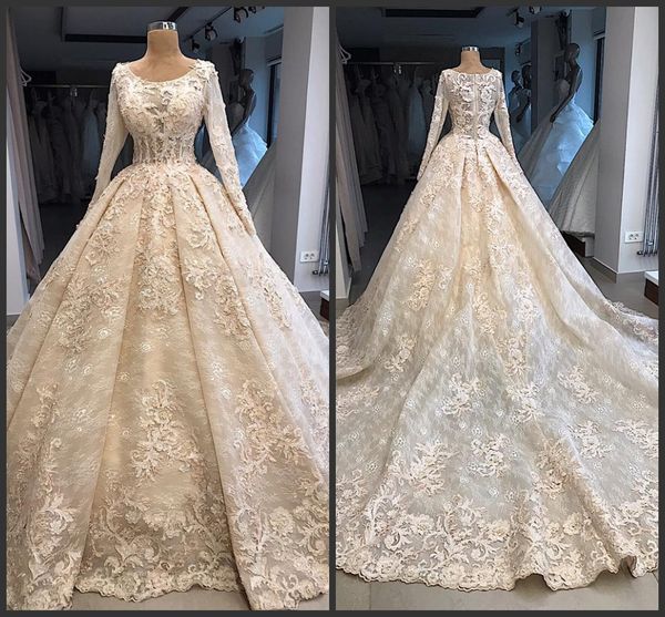 real p champagne lace ball gown wedding dresses muslim long sleeve bridal gowns african wedding gowns vestidos de noiva 2019, White
real p champagne lace ball gown wedding dresses muslim long sleeve bridal gowns african wedding gowns vestidos de noiva 2019, White