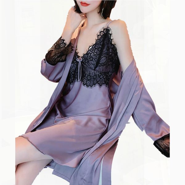 silk pajama dress 2 piece sleepwear long sleeve nightgown lounge wear set tunic night gown with robe satin home clothes, Black;red
silk pajama dress 2 piece sleepwear long sleeve nightgown lounge wear set tunic night gown with robe satin home clothes, Black;red