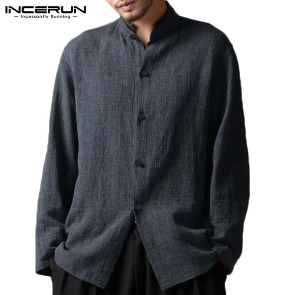 incerun chinese style men shirt vintage button men tang suit camisa 2019cotton long sleeve loose stand collar casual shirt, White;black
incerun chinese style men shirt vintage button men tang suit camisa 2019cotton long sleeve loose stand collar casual shirt, White;black