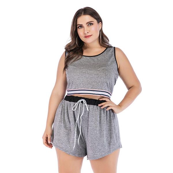 tracksuit women workout fitness matching sets large size casual shorts + crop yoga set outfits for women, White;black
tracksuit women workout fitness matching sets large size casual shorts + crop yoga set outfits for women, White;black