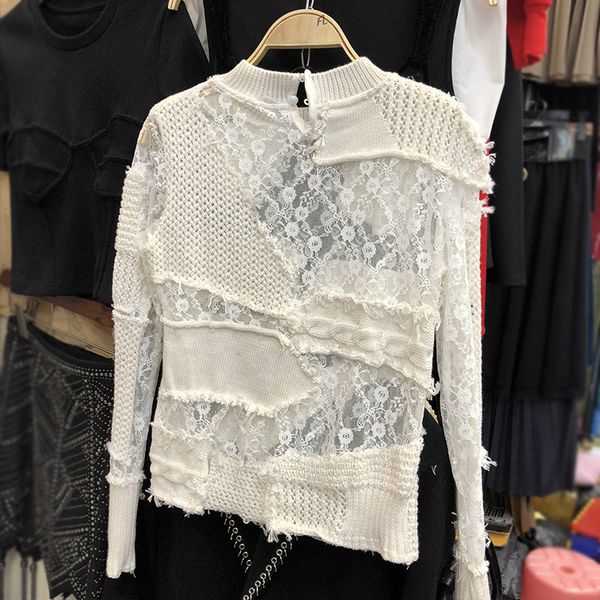 2020 autumn new korean fashion trend knit patch lace shirt women slim all-match basic shirts blusas ladies sweater black, White;black
2020 autumn new korean fashion trend knit patch lace shirt women slim all-match basic shirts blusas ladies sweater black, White;black