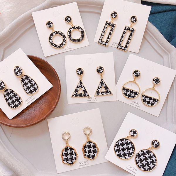 vintage geometric oval round circle houndstooth plaid drop earrings for women statement cloth earrings fabric jewelry, Silver
vintage geometric oval round circle houndstooth plaid drop earrings for women statement cloth earrings fabric jewelry, Silver