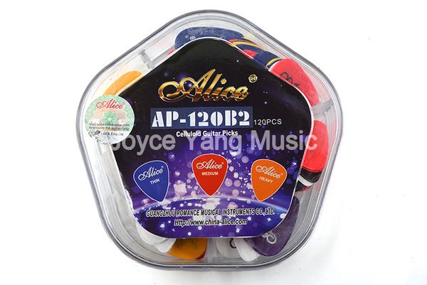 alice ap-120b2 celluloid guitar picks plectrums pure color celluloid thin/medium/heavy with pentagon plastic box case
alice ap-120b2 celluloid guitar picks plectrums pure color celluloid thin/medium/heavy with pentagon plastic box case