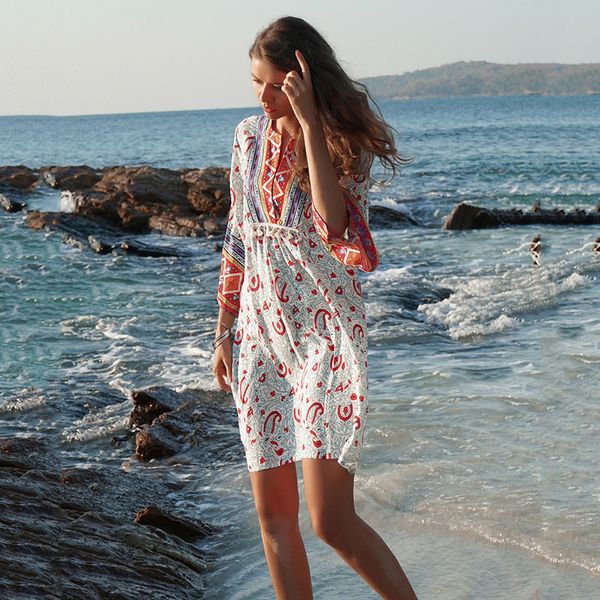 new bathing suit cover ups women summer ethnic print boho snake robe de plage beach dress swimwear long sleeve vneck, Blue;gray
new bathing suit cover ups women summer ethnic print boho snake robe de plage beach dress swimwear long sleeve vneck, Blue;gray