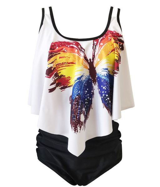 women's swimwear women two piece swimsuit sleeveless vest butterfly printing beach style summer bathing suits, White;black
women's swimwear women two piece swimsuit sleeveless vest butterfly printing beach style summer bathing suits, White;black