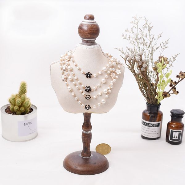 ddisplay retro style female model brown jewelry display stand graceful necklace standing showcase solid wood beauty pendant display holder, Khaki
ddisplay retro style female model brown jewelry display stand graceful necklace standing showcase solid wood beauty pendant display holder, Khaki