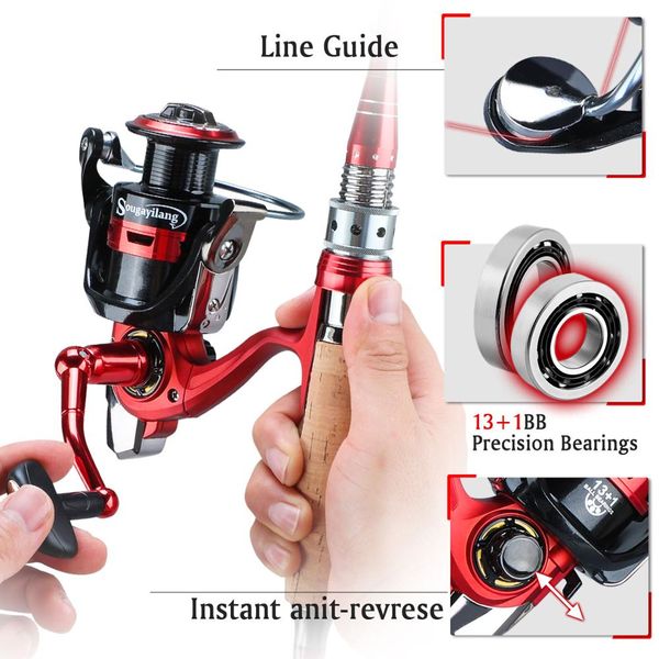 sougayilang 2.1m 2.4m spining fishing rod reel combo portable 4 section carbon fiber pole 13+1bb spining fishing wheel set
sougayilang 2.1m 2.4m spining fishing rod reel combo portable 4 section carbon fiber pole 13+1bb spining fishing wheel set