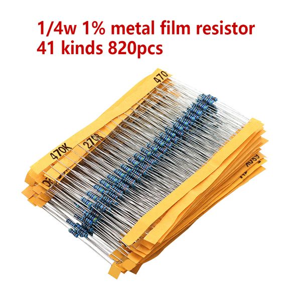 820pcs/set 40 kinds 1/4w resistance 1% metal film resistor pack assorted kit 1k 10k 100k 220ohm 1m resistors
820pcs/set 40 kinds 1/4w resistance 1% metal film resistor pack assorted kit 1k 10k 100k 220ohm 1m resistors