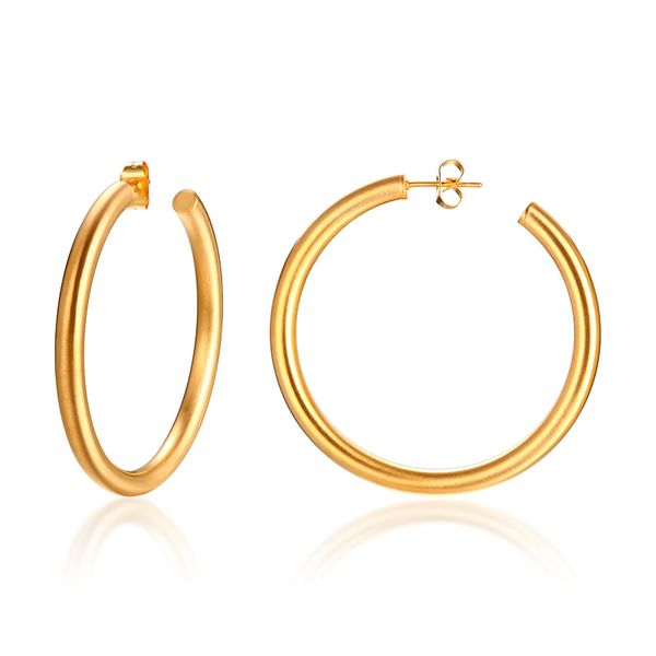 gold tone stainless steel hoop earrings for women street wear earings matte surface trendy brincos, Golden
gold tone stainless steel hoop earrings for women street wear earings matte surface trendy brincos, Golden