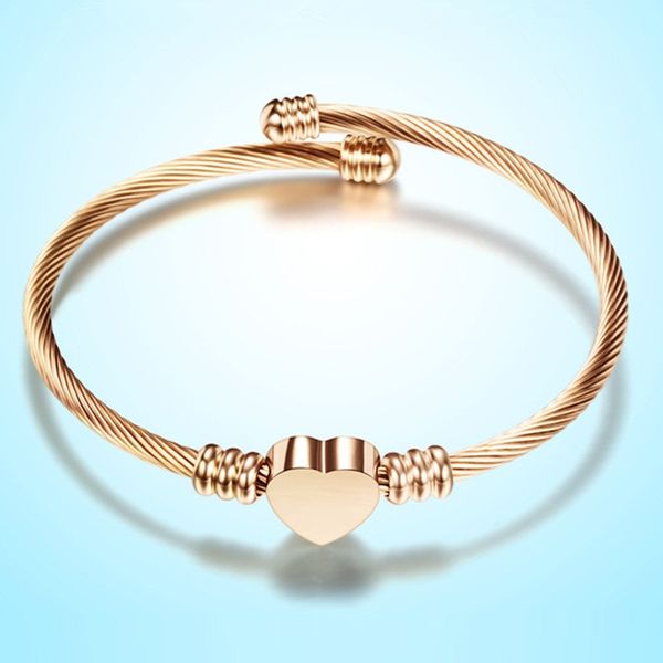 fashion rose gold women bracelet tri-color stainless steel wire braided bracelet cable wire titanium steel heart-shaped, Black
fashion rose gold women bracelet tri-color stainless steel wire braided bracelet cable wire titanium steel heart-shaped, Black