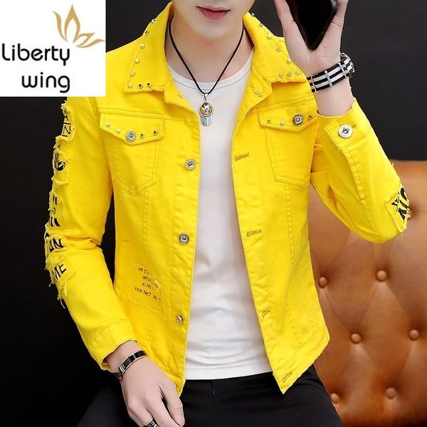rivet ripped letter printed personality mens denim jackets long sleeve single breasted male fashion punk nightclub wear coats, Black;brown
rivet ripped letter printed personality mens denim jackets long sleeve single breasted male fashion punk nightclub wear coats, Black;brown