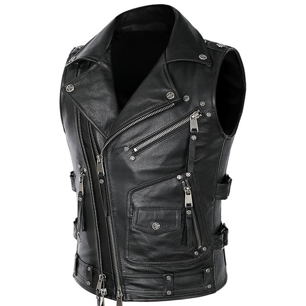 men's vests classic motorcycle leather vest mens genuine cowhide biker waistcoat punk sleeveless jacket adjustable size s-4xl, Black;white
men's vests classic motorcycle leather vest mens genuine cowhide biker waistcoat punk sleeveless jacket adjustable size s-4xl, Black;white