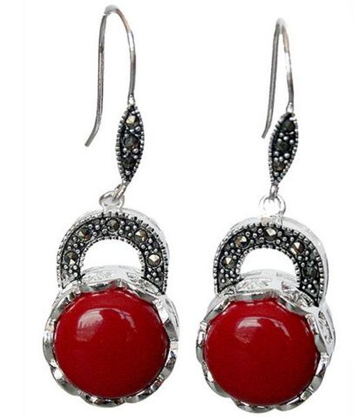 noble and elegant 925 sterling silver jewelry red coral earrings 14/5 ", Golden 
noble and elegant 925 sterling silver jewelry red coral earrings 14/5 ", Golden