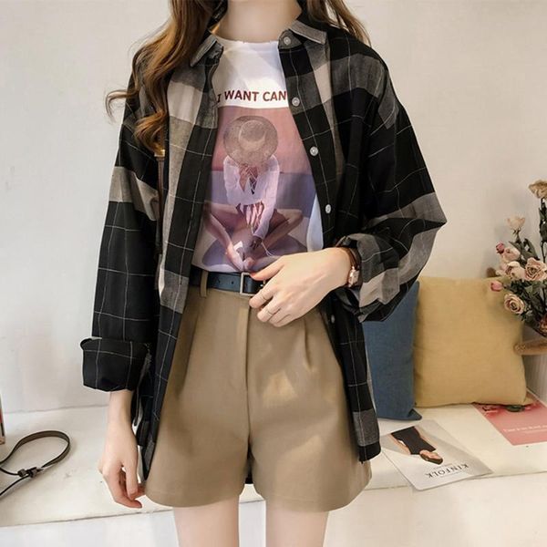gothic harajuku bf plaid shirts women streetwear loose casual chic shirt outwear korean vogue spring summer blouse, White
gothic harajuku bf plaid shirts women streetwear loose casual chic shirt outwear korean vogue spring summer blouse, White