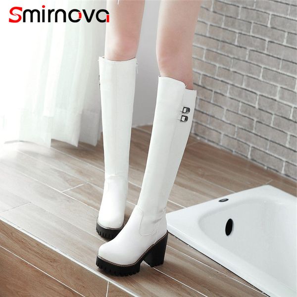 smirnova 2018 women winter boots solid round toe metal decoration knee high boots super high heel platform, Black
smirnova 2018 women winter boots solid round toe metal decoration knee high boots super high heel platform, Black