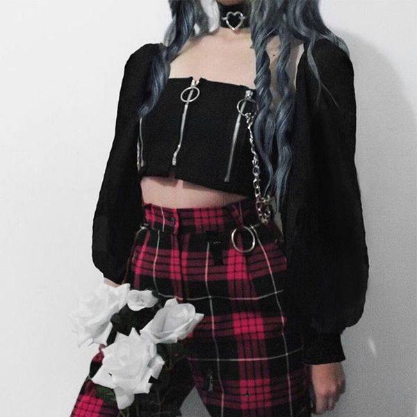 rosetic crop blouse women black punk fashion zipper short shirt 2020 goth streetwear casual gothic blouses shirts, White
rosetic crop blouse women black punk fashion zipper short shirt 2020 goth streetwear casual gothic blouses shirts, White
